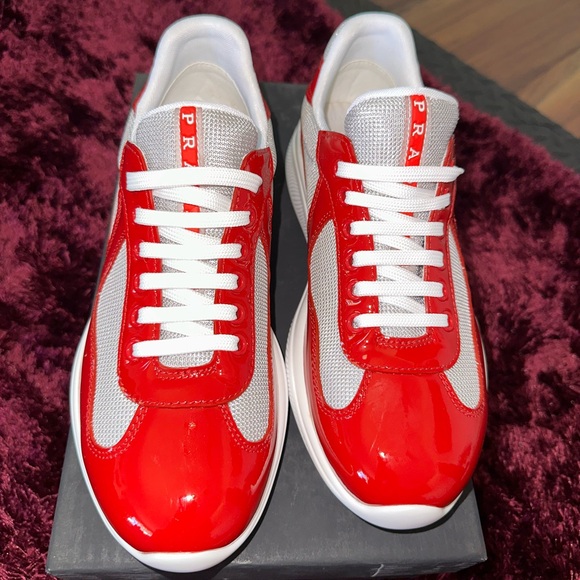 Red and gray Prada America’s Cup sneakers. Men’s size 40. - Picture 2 of 3